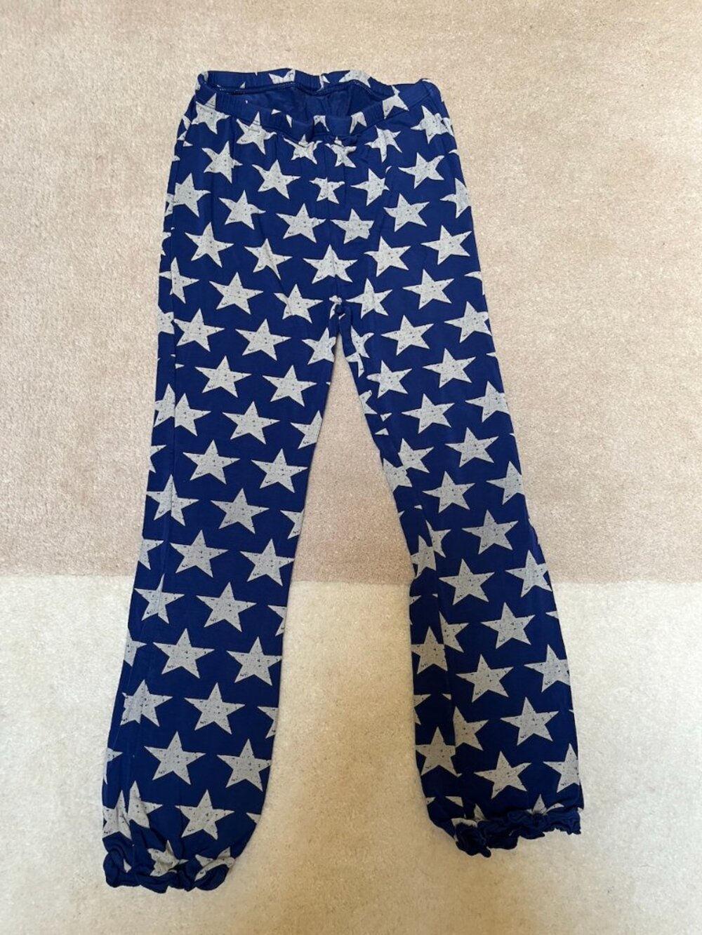 Kickee Pants Blue Star Ruffle Bamboo Pants - Size 7